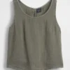 Cotton Gauze Racer Shell Tank Top