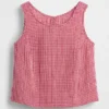 Cotton Gauze Racer Shell Tank Top