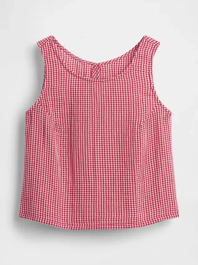 Cotton Gauze Racer Shell Tank Top