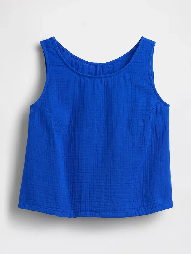 Cotton Gauze Racer Shell Tank Top