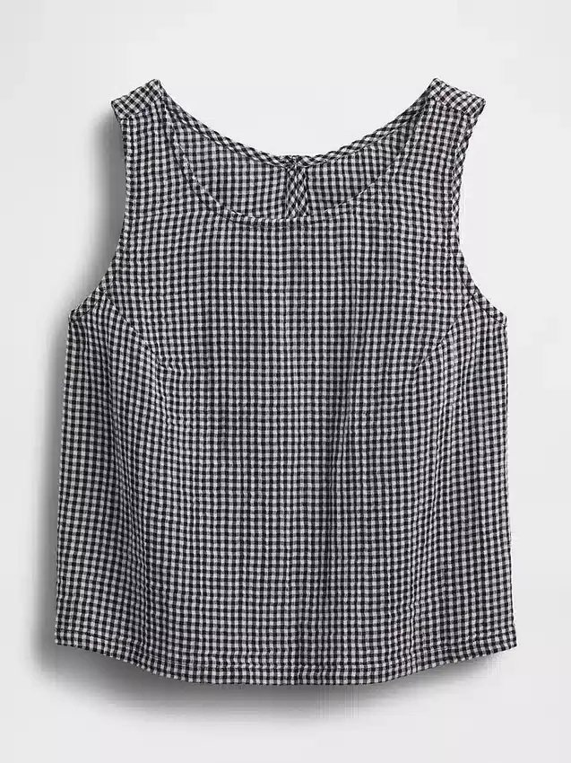 Cotton Gauze Racer Shell Tank Top