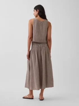 Cotton Gauze Smocked-Waist Maxi Skirt