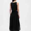 Cotton Gauze Smocked-Waist Maxi Skirt