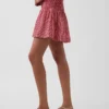 Cotton Gauze Smocked-Waist Mini Skort