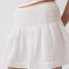 Cotton Gauze Smocked-Waist Mini Skort