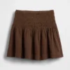 Cotton Gauze Smocked-Waist Mini Skort