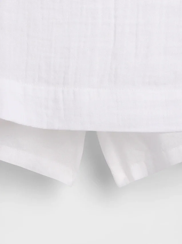 Cotton Gauze Smocked-Waist Mini Skort