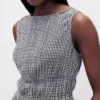 Cotton Gauze Smocked-Waist Peplum Top