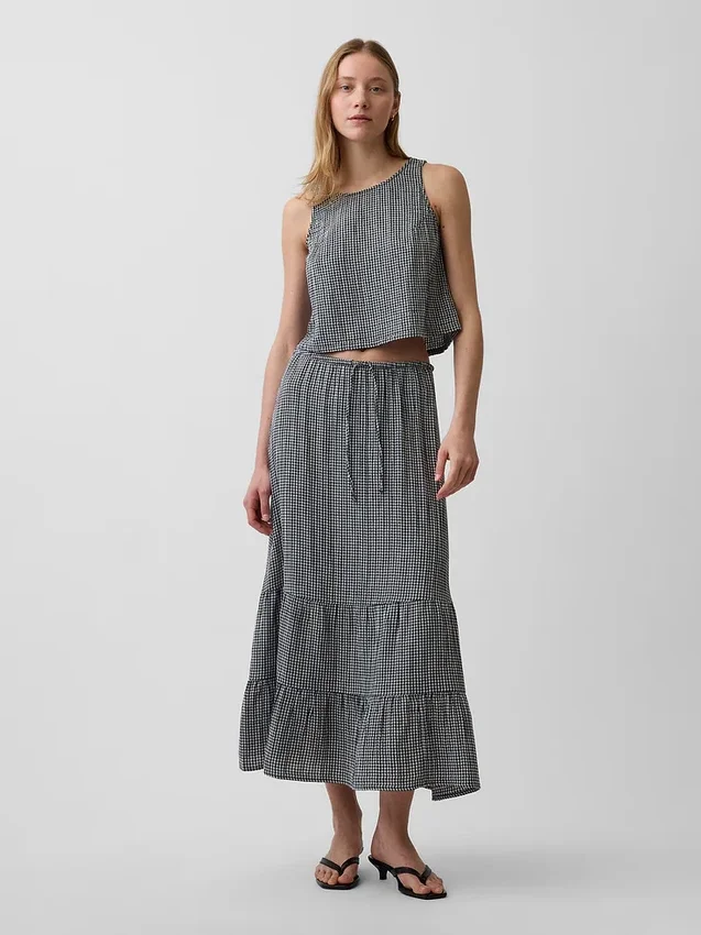 Cotton Gauze Tiered Easy Maxi Skirt
