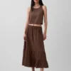 Cotton Gauze Tiered Easy Maxi Skirt