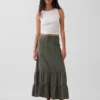 Cotton Gauze Tiered Easy Maxi Skirt