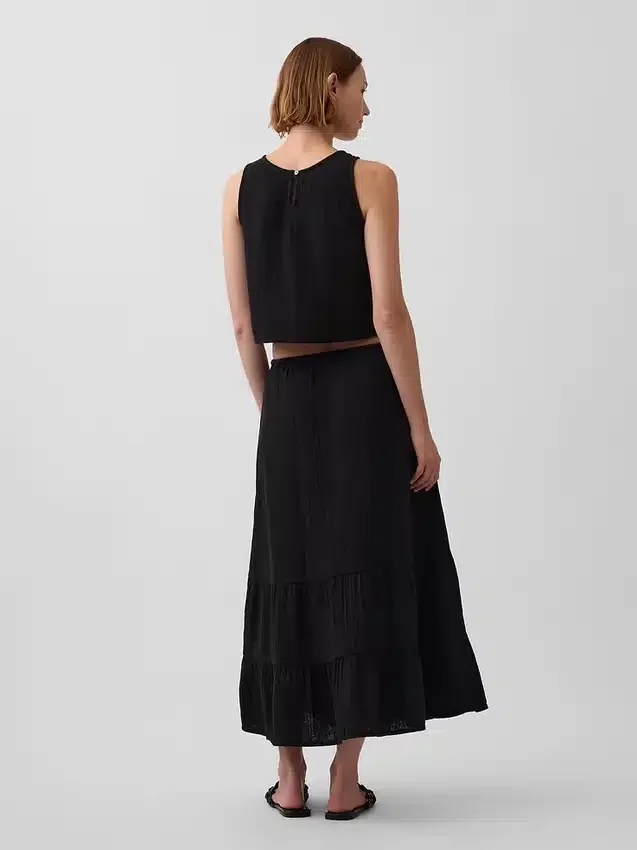 Cotton Gauze Tiered Easy Maxi Skirt