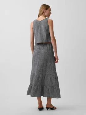 Cotton Gauze Tiered Easy Maxi Skirt