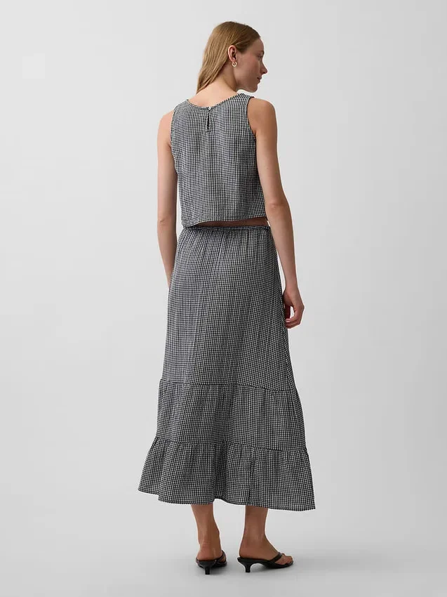 Cotton Gauze Tiered Easy Maxi Skirt