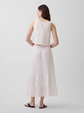 Cotton Gauze Tiered Easy Maxi Skirt