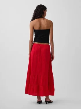 Cotton Gauze Tiered Easy Maxi Skirt