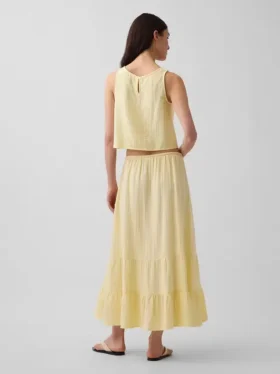 Cotton Gauze Tiered Easy Maxi Skirt