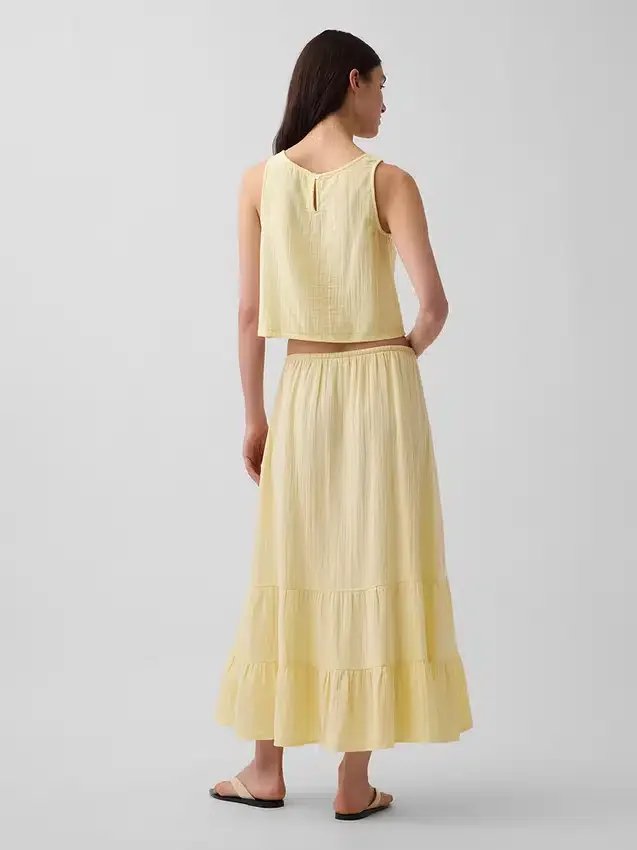 Cotton Gauze Tiered Easy Maxi Skirt