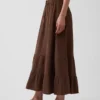 Cotton Gauze Tiered Easy Maxi Skirt