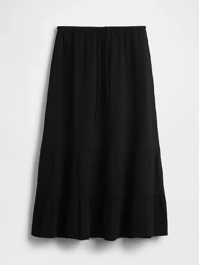 Cotton Gauze Tiered Easy Maxi Skirt