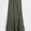Cotton Gauze Tiered Easy Maxi Skirt