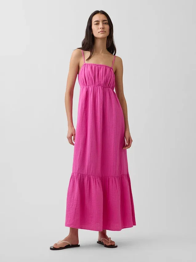 Cotton Gauze Tiered Empire Waist Dress