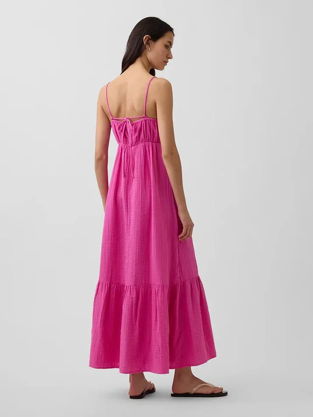 Cotton Gauze Tiered Empire Waist Dress