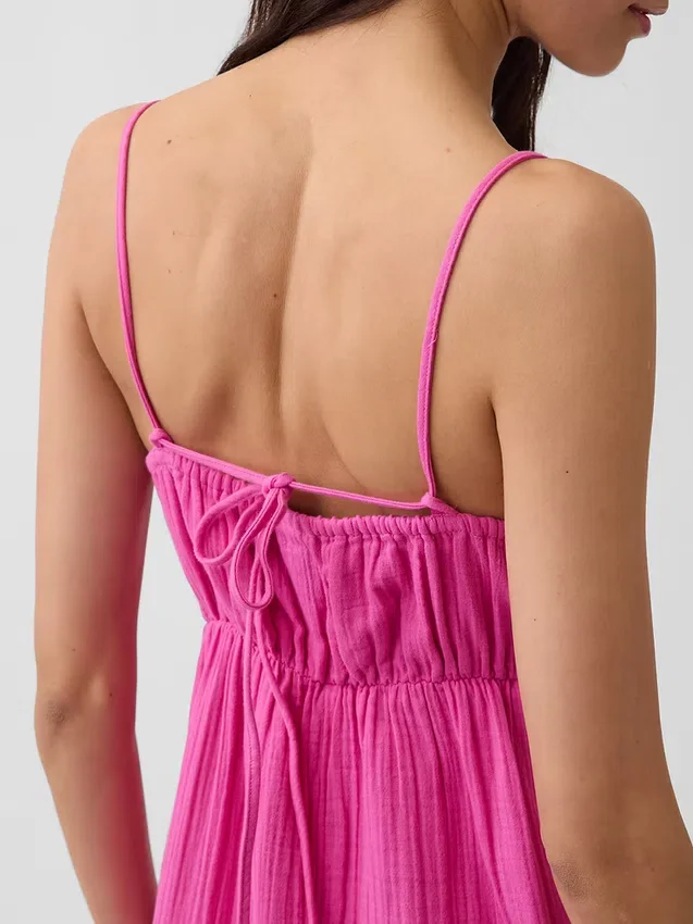 Cotton Gauze Tiered Empire Waist Dress
