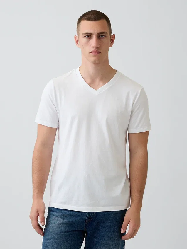 Cotton Jersey V-Neck T-Shirt