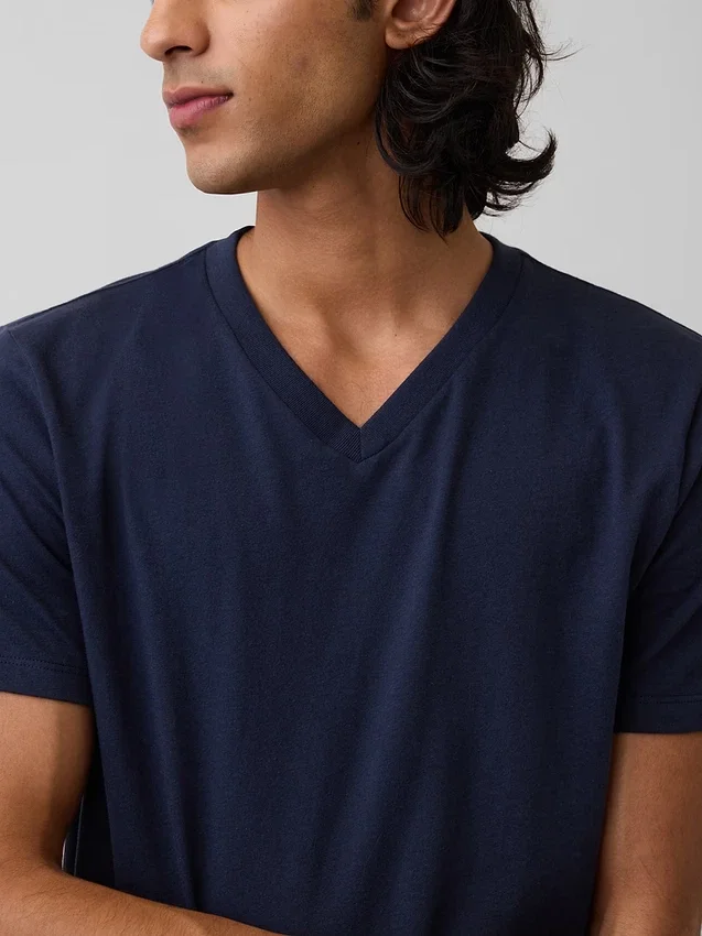 Cotton Jersey V-Neck T-Shirt