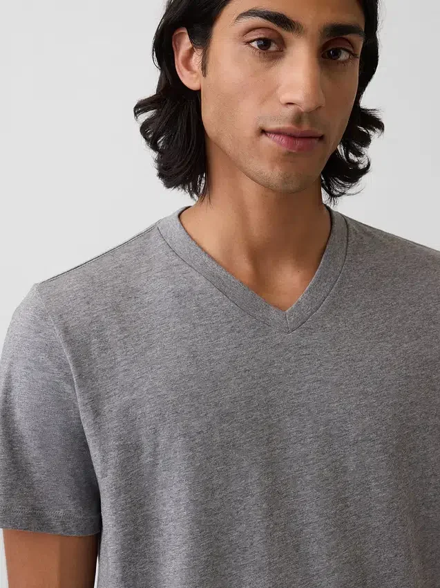 Cotton Jersey V-Neck T-Shirt