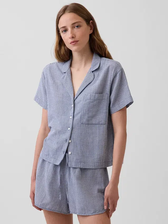 Crinkle Gauze Oversized Pj Shirt
