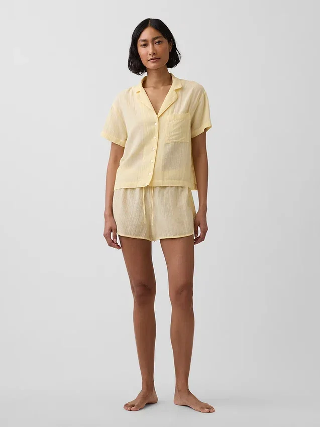 Crinkle Gauze Oversized Pj Shirt