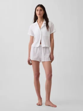 Crinkle Gauze Oversized Pj Shirt