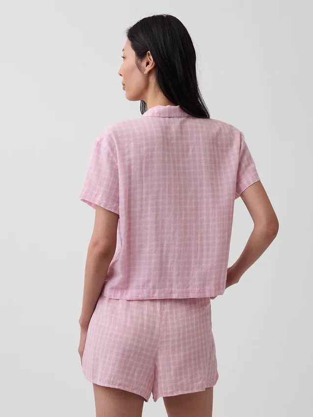 Crinkle Gauze Oversized Pj Shirt