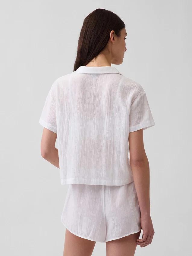 Crinkle Gauze Oversized Pj Shirt