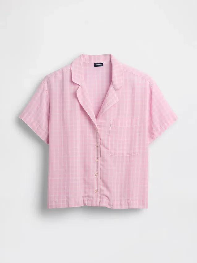 Crinkle Gauze Oversized Pj Shirt