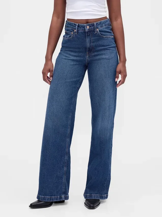 Curvy High Rise Stride Wide-Leg Jeans