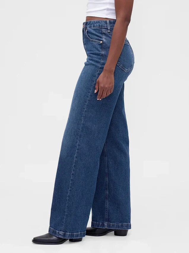 Curvy High Rise Stride Wide-Leg Jeans