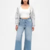 Curvy High Stride Wide-Leg Ankle Jeans