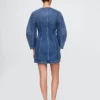 Denim Barrel-Sleeve Mini Dress