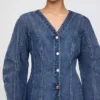 Denim Barrel-Sleeve Mini Dress
