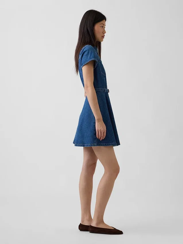 Denim Belted Mini Shirtdress