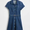 Denim Belted Mini Shirtdress