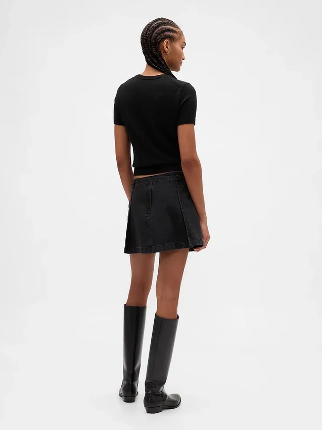 Denim Belted Mini Skirt