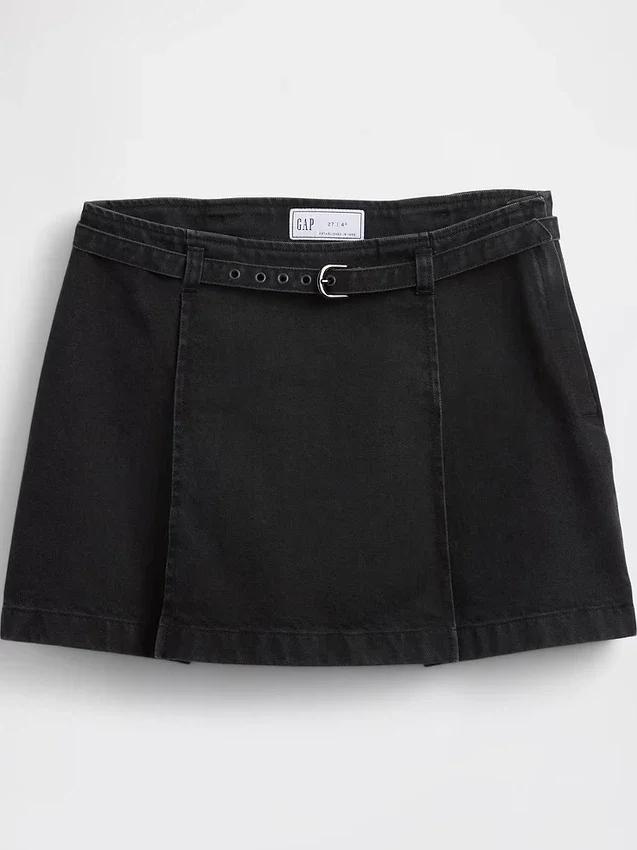 Denim Belted Mini Skirt