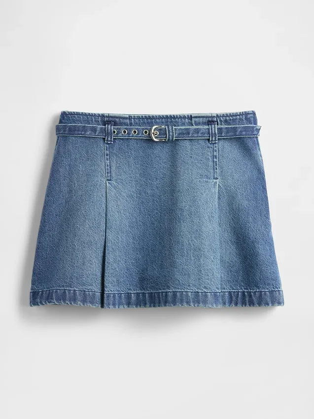 Denim Belted Mini Skirt