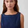 Denim Boatneck Mini Dress