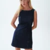 Denim Boatneck Mini Dress
