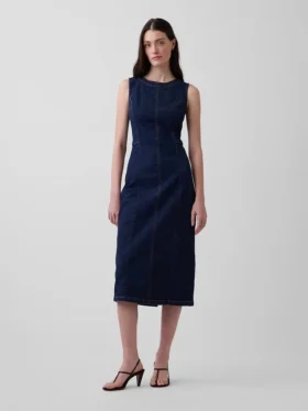 Denim Bodycon Midi Dress